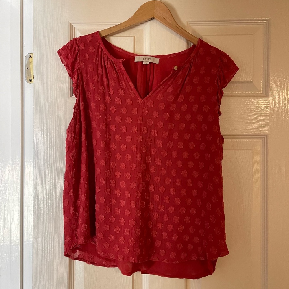 LOFT Red Textured Blouse